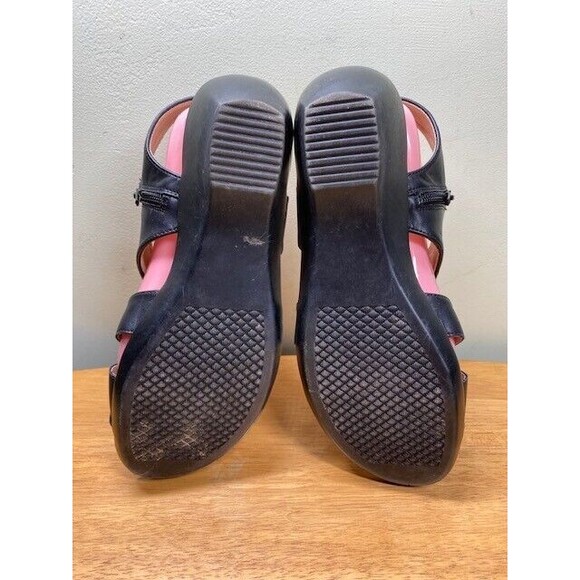 Ball-Band Quinn-37 Women Sz 10 Black Leather Wedge Sandals Vacation Beach Travel - Picture 11 of 12